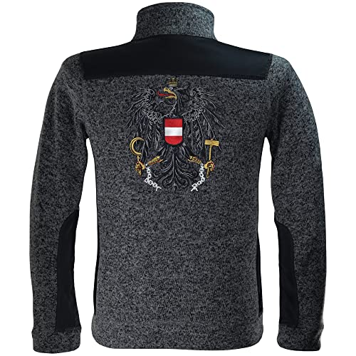 Österreich Flagge Strickfleecejacke Herren / Softshell Strickjacke BESTICKT - österreichische Fahne Wappen -Kultjacke - Wanderjacke, Sportjacke Trikot Fleecejacke Herrenjacke Trachtenjacke Männer - 2