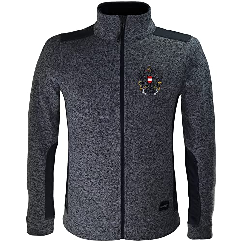Österreich Flagge Strickfleecejacke Herren / Softshell Strickjacke BESTICKT - österreichische Fahne Wappen -Kultjacke - Wanderjacke, Sportjacke Trikot Fleecejacke Herrenjacke Trachtenjacke Männer - 3