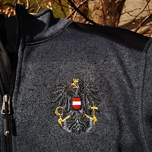 Österreich Flagge Strickfleecejacke Herren / Softshell Strickjacke BESTICKT - österreichische Fahne Wappen -Kultjacke - Wanderjacke, Sportjacke Trikot Fleecejacke Herrenjacke Trachtenjacke Männer - 4