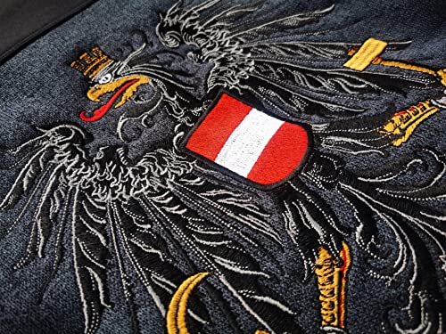 Österreich Flagge Strickfleecejacke Herren / Softshell Strickjacke BESTICKT - österreichische Fahne Wappen -Kultjacke - Wanderjacke, Sportjacke Trikot Fleecejacke Herrenjacke Trachtenjacke Männer - 5